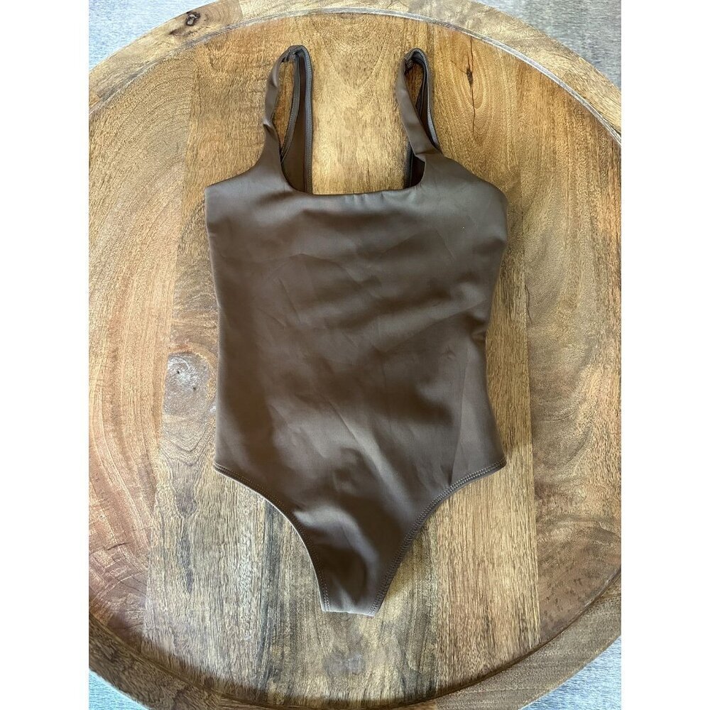 Good American Womens 0 One Piece Bodysuit Stretch Square Neck